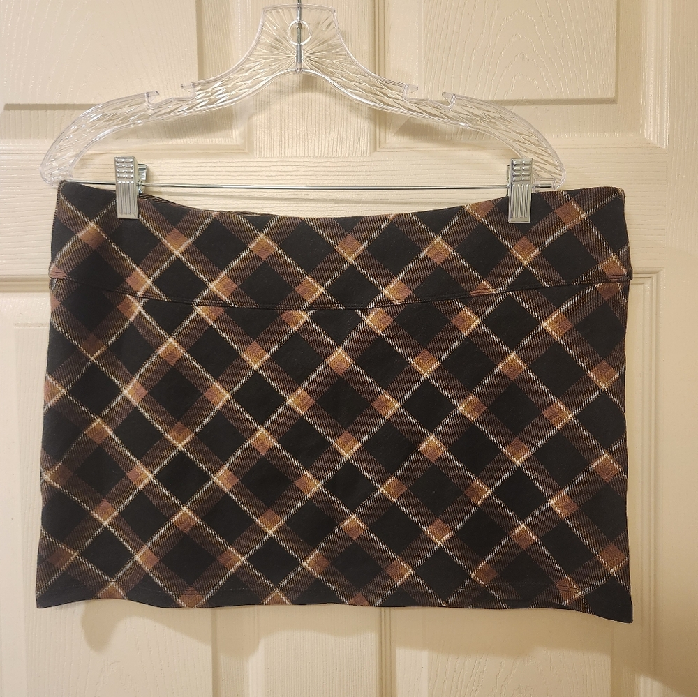 H&M Plaid Brown Skirt